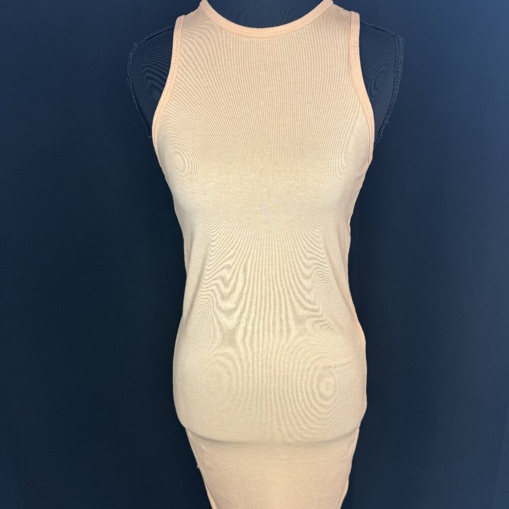 New Orange Sleeveless Midi Dress | Elegant Fitted Minimalist Dress